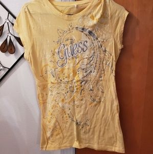 Guess graphic tshirt with glitter - XL